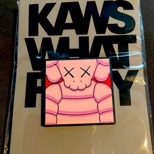 *NWT* Kaws *WHAT A PARTY* (Light Pink) Square Pin BKM